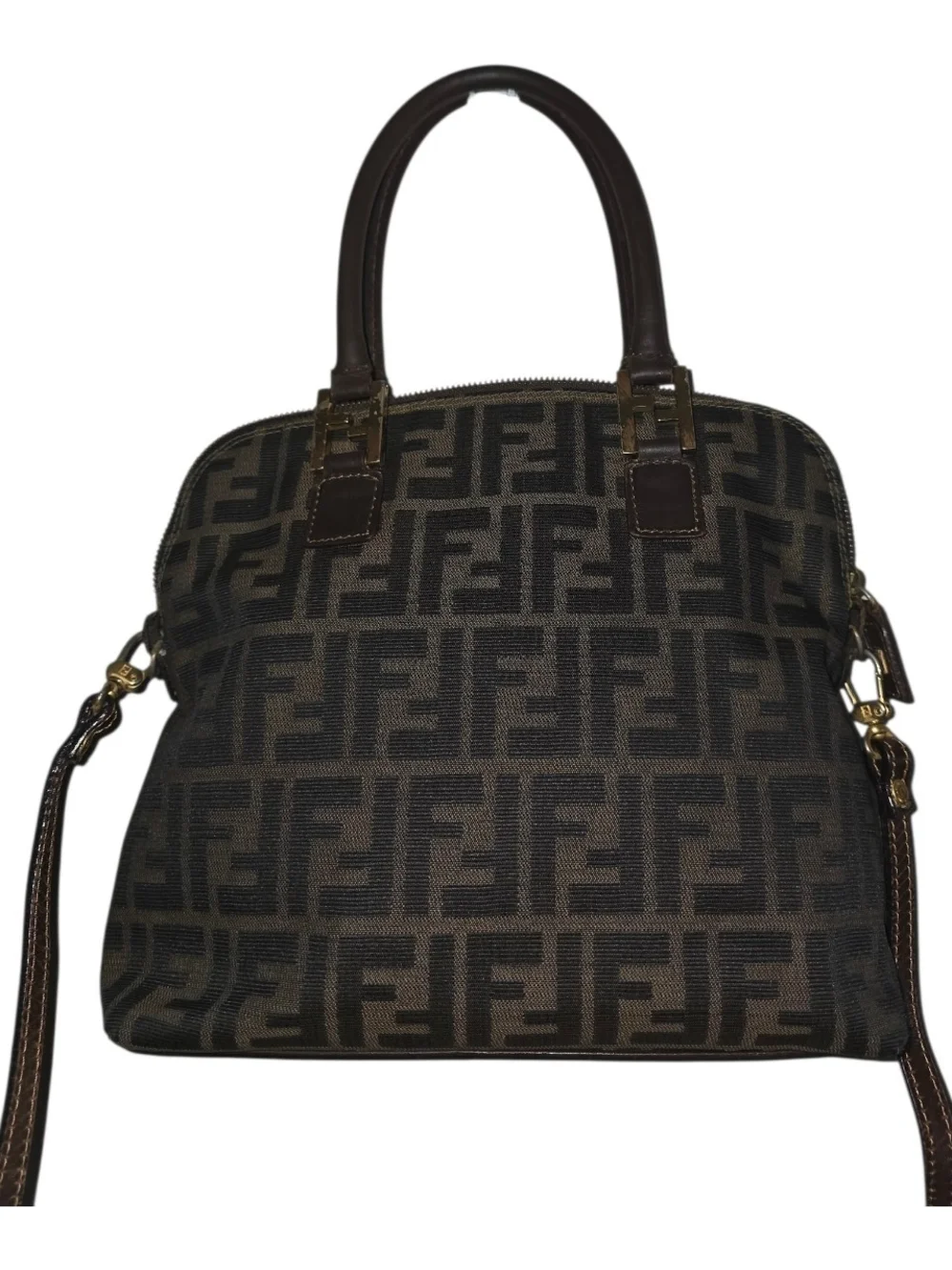 Fendi Brown Zucca Canvas Top-Handle Bag - Picture 2 of 10